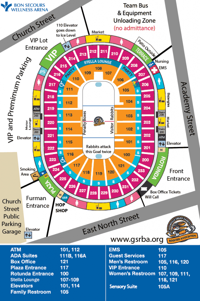 Seat Map of the Bon Secours Wellness Arena